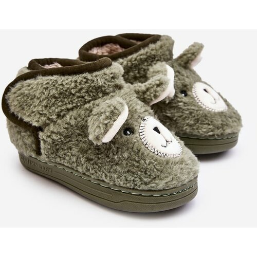 Kesi Children's insulated slippers with teddy bear, green Eberra Slike