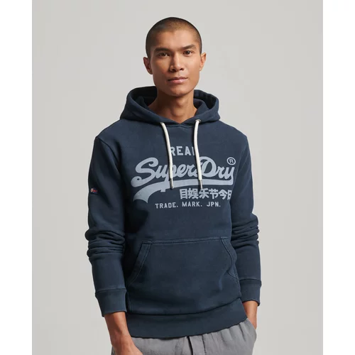 Superdry Sweater majica morsko plava / svijetlosiva