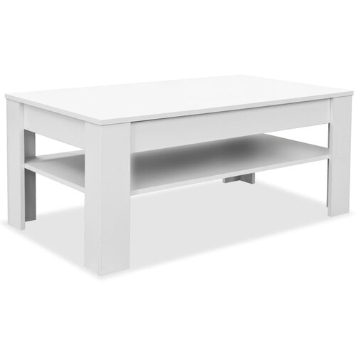 Maison Chic Klubska mizica - kavna mizica - Nizka mizica inženirski les 110x65x48 cm bela, (21754786) Cene