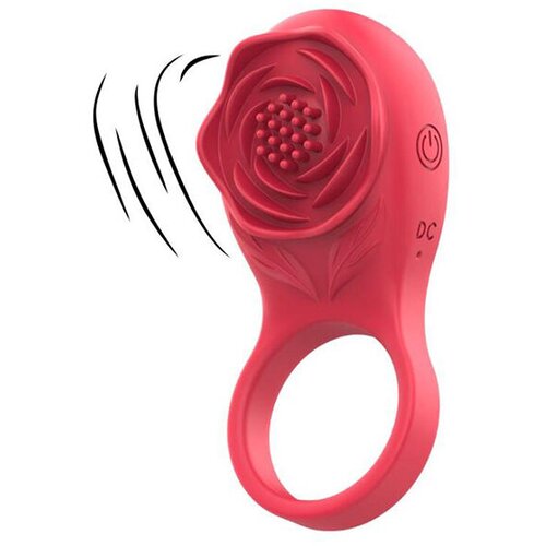  Vibro prsten Vibrating Rose, 6 režima, Crveni Slike