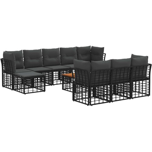  Set vanjskih sofa 11 kom. Crna i tamno siva Poliester Slike