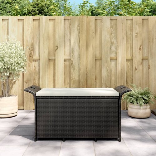 vidaXL Vrtna klupa s jastukom crna 116 x 46 x 57 cm od poliratana Cene