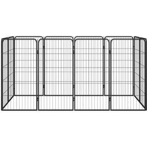 VidaXL Ograda za pse s 12 panela crna 50 x 100 cm čelik obložen prahom Slike