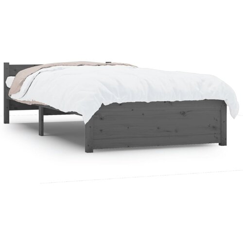 Maison Chic Posteljni okvir - Enojna postelja - Postelja za odrasle siv iz trdnega lesa 75x190 cm-J15097, (21773847) Cene
