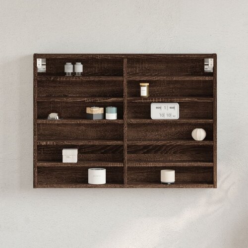 Vitrina boja smeđeg hrasta 80x8,5x58 cm od konstruiranog drva Slike