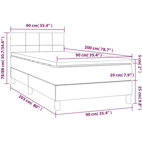  s oprugama i madracem krem 90 x 200 cm od tkanine Slike