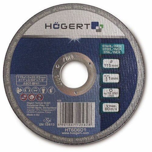 Hogert HT6D601 rezni disk za metal/inox, 115 mm, ultra tanak 1.0 mm Slike