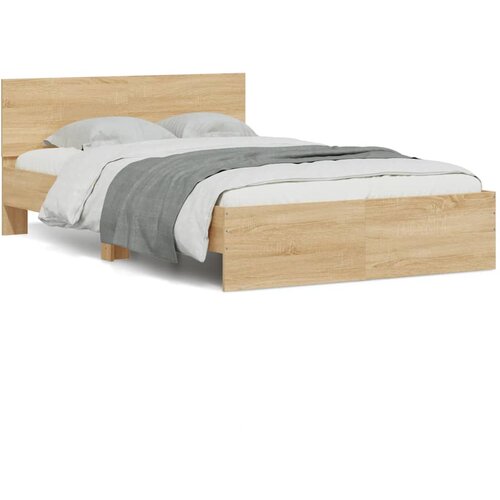vidaXL Okvir za krevet s uzglavljem i LED boja hrasta sonome 120x190cm Cene