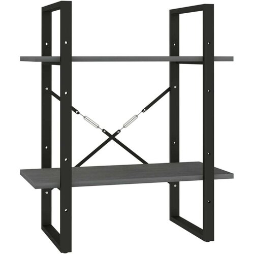 VidaXL Knjižna omara 2-nadstropna siva 60x30x70 cm trdna borovina Slike