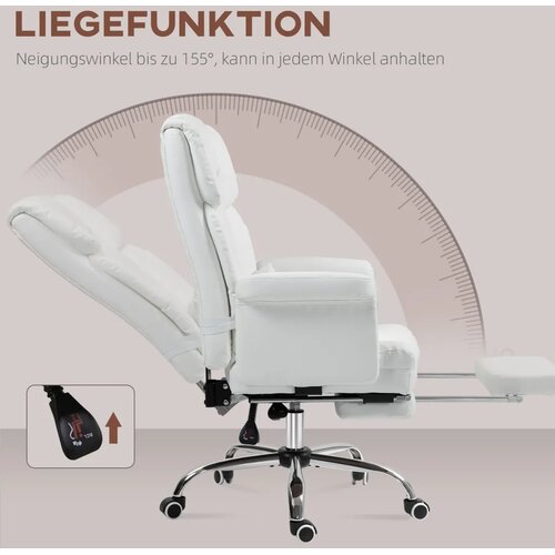  Ergonomska uredska stolica podesiva visina 48-56 cm naslon za leđa oslonac za noge bijela Slike