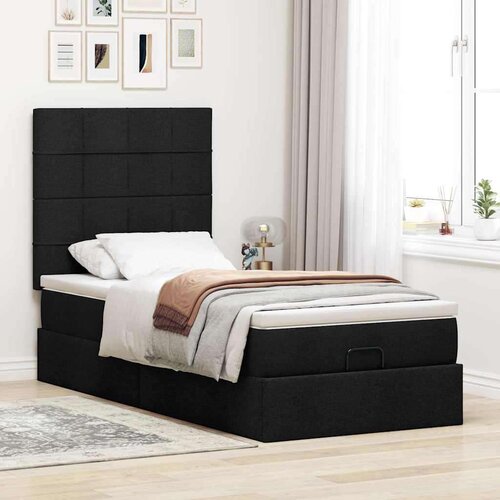 VidaXL Otomanski okvir kreveta s madraca crni 90x190cm od tkanine Slike