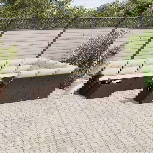 VidaXL 11-dijelni set vrtnih sofa od poliratana s jastucima smeđi Slike