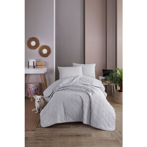 Lessentiel Maison set Prekrivač i jastučnica Solid, 160x220 cm, Sivi Cene