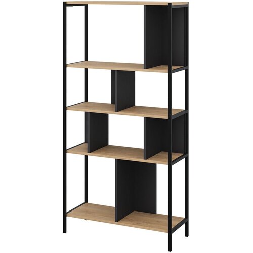 Marckeric Crna/u prirodnoj boji biblioteka u dekoru hrasta 88x175 cm Alabama &amp;ndash; Slike