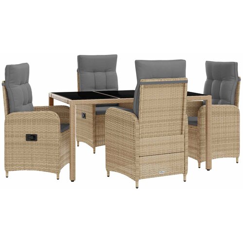 vidaXL Zunanja jedilnica z blazino 5 pcs Bež in svetlo siva, (5000280550) Cene