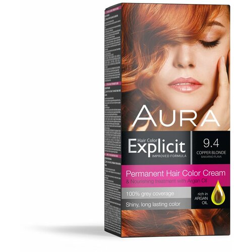 Aura set za trajno bojenje kose explicit 9.4 copper blonde / bakarno plava Slike