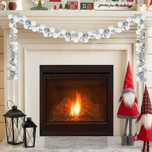 vidaXL Garland od božićnih kuglica Bijela i Srebrna 186 cm Polistiren Cijene