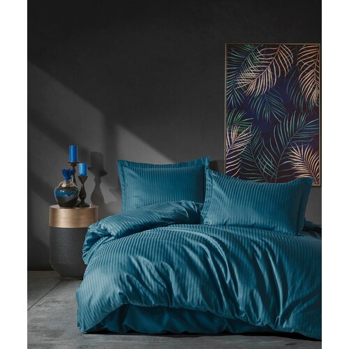 Cotton Box posteljina cb elegant stripe saten - mavi Cene