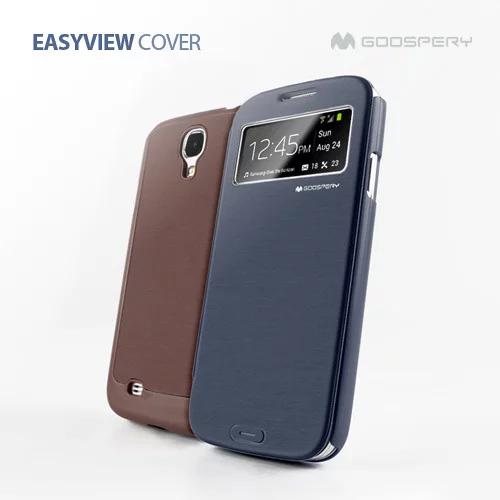 Goospery preklopna torbica S-View SAMSUNG GALAXY S4 I9500 - modra z okenčkom