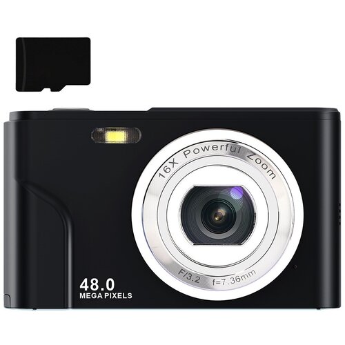 INF digitalni fotoaparat z 48 mp, hd 1080p, 16x zoom, pomnilniška kartica 32 gb black, (21266056) Cene