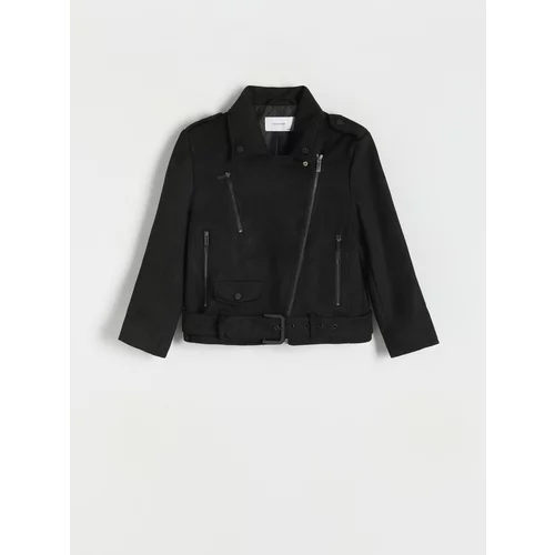 Reserved - Motoristička jakna od umjetne brušene kože - crno