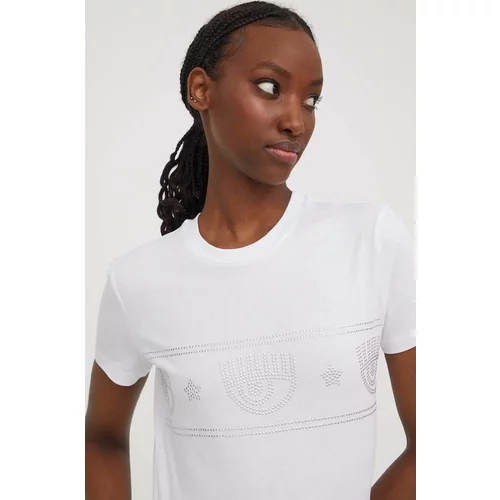 Chiara Ferragni Pamučna majica za žene, boja: bijela