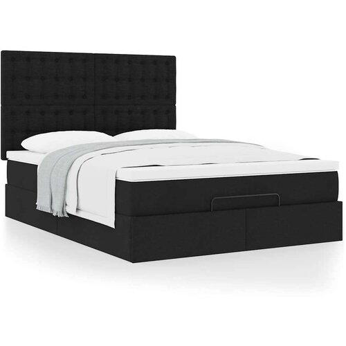 VidaXL otomanski krevet s madracem crni 140x190cm od tkanine Slike