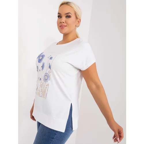 Fashion Hunters Ecru blouse plus sizes with short sleeves