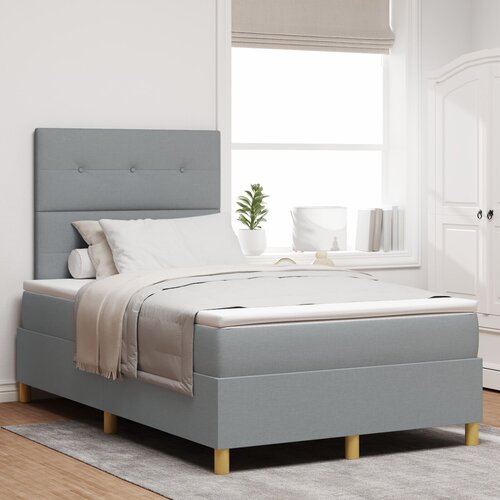 VidaXL Box Spring Bed z vzmetnico Svetlo siva Mala dvojna Tkanina Slike