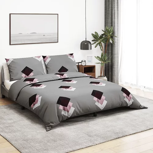  Set posteljine za poplun sivi 260 x 240 cm pamučni