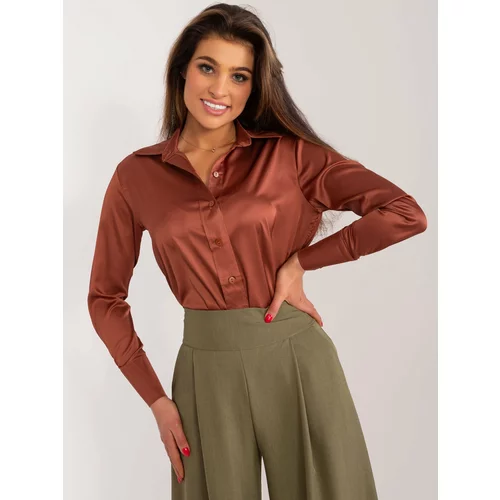 Fashion Hunters Brown solid color shirt with collar