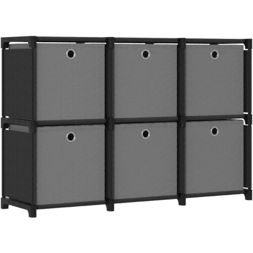 The Living Store Regal s 6 &amp;scaron;katlami črn 103x30x72,5 cm blago - Razstavna Polica, (21503942) Slike