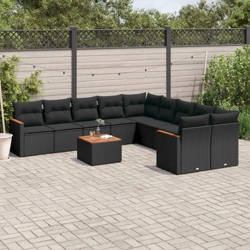 vidaXL 11-dijelni set vrtnih sofa od poliratana s jastucima crni vidaXL 11-dijelni set vrtnih sofa od poliratana s jastucima crni