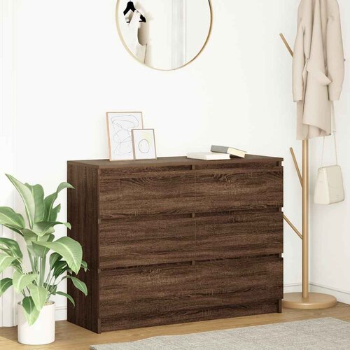 VidaXL Komoda rjavi hrast 100x35x76 cm inženirski les Slike