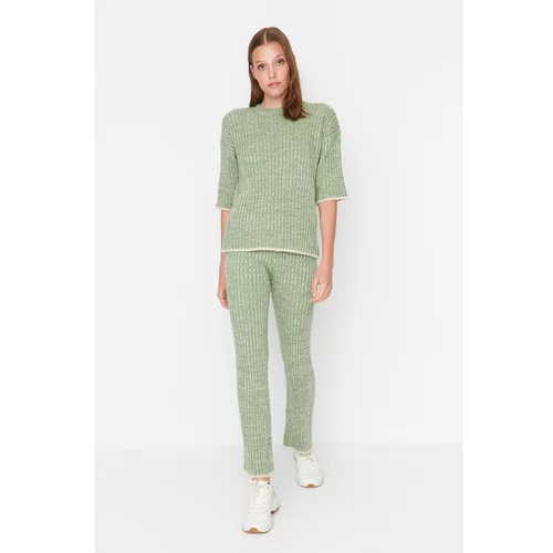Trendyol Green Gradient Patterned Knitwear Bottom-Top Set