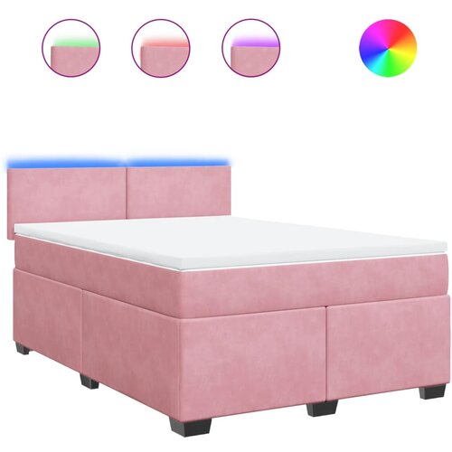 VidaXL Box spring postelja z vzmetnico roza 140x200 cm žamet, (21309692) Slike