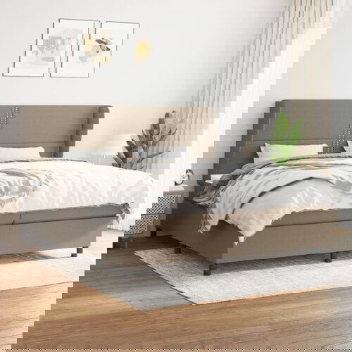 The Living Store Box spring postelja z vzmetnico taupe 200x200 cm blago - Box Spring Postelja, (21514122) Slike