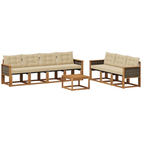 vidaXL Zunanja garnitura za sedenje z blazino 8 pcs Naravna in bež, (5000273261) Cene