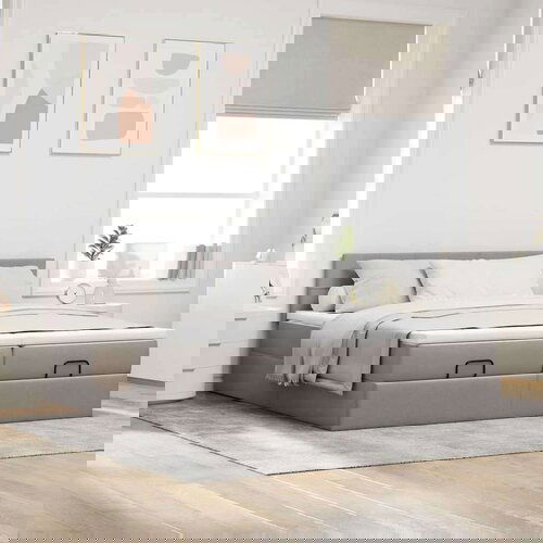 vidaXL Otomanski posteljni okvir z vzmetnicami taupe 200x200 cm blago Cene