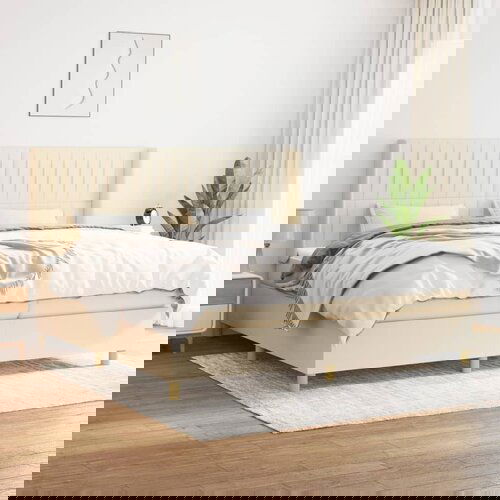  The Living Store Box spring postelja z vzmetnico krem 200x200 cm blago - Box Spring Postelja, (21512087) Cene