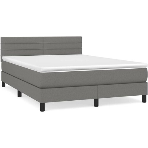 VidaXL Box spring postelja z vzmetnico temno siva 140x200 cm blago, (20791580) Slike