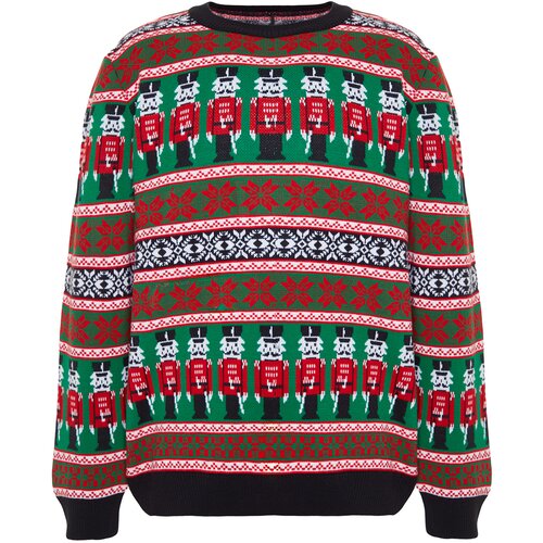 Trendyol Men's Multicolored Regular Fit Crewneck Christmas Knitwear Sweater. Cene