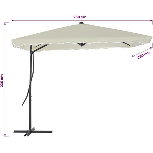  suncobran s čeličnim stupom 250 x 250 cm boja pijeska Slike