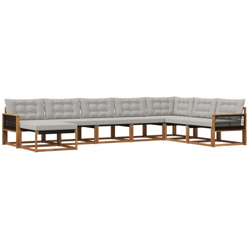 vidaXL Zunanja garnitura za sedenje 8 pcs Naravna in svetlo siva, (5000282314) Cene