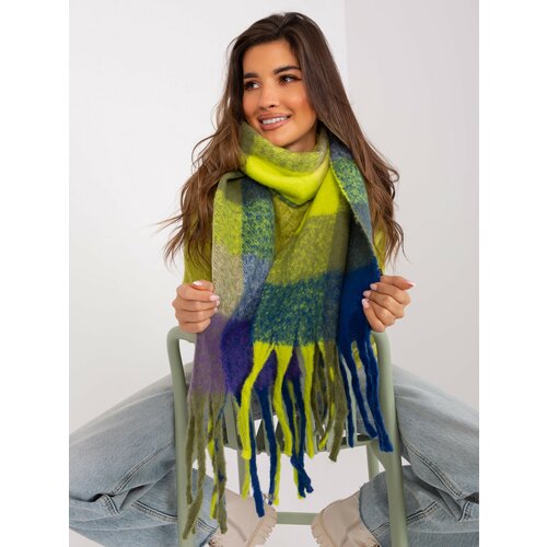 Fashion Hunters Navy blue and khaki women's fringed scarf Slike