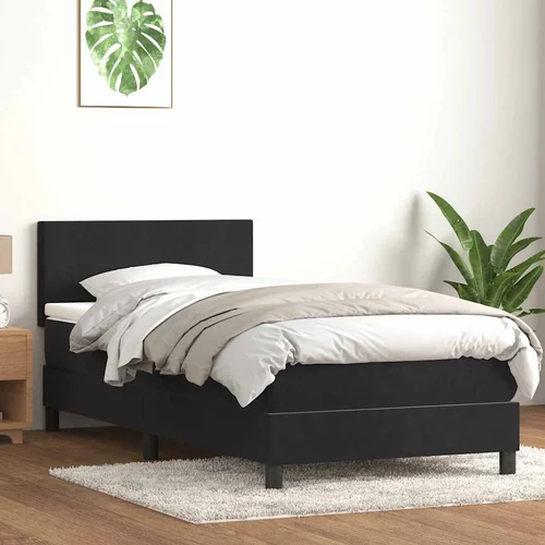 vidaXL Box spring postelja z vzmetnico črna 80x220 cm žamet