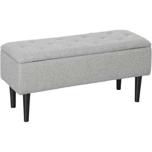 HOMCOM sedežna klop poliester, kavčuk les 95D x 38&Scaron; x 45V cm Siv, (5000242487) Cene