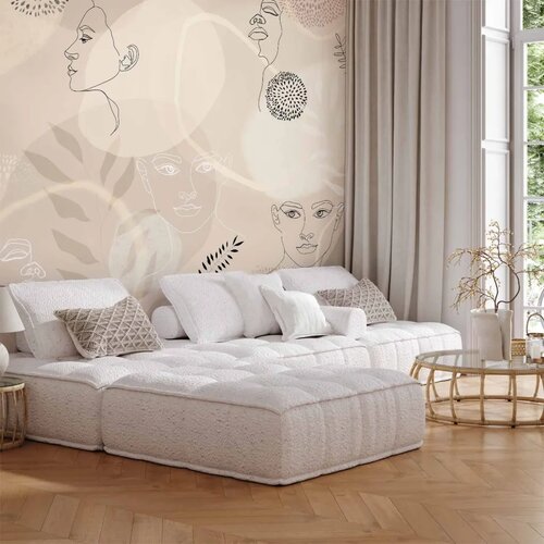  Foto tapeta - Beige Line Art 100x70 Cene