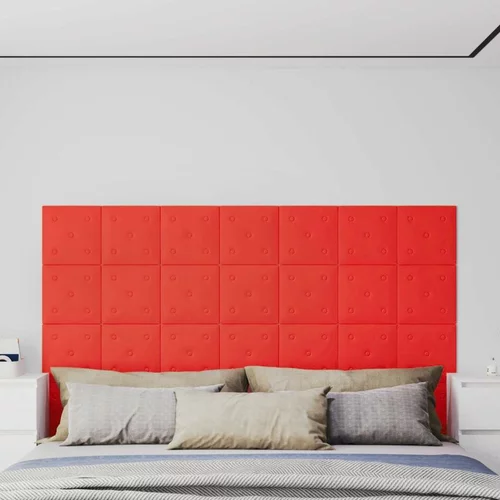  Zidne ploče od umjetne kože 12 kom crvene 30 x 30 cm 1 08 m²