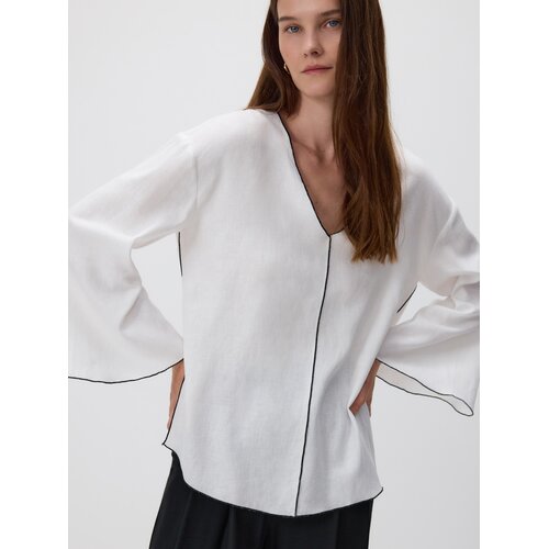 Reserved Bluza od mje&scaron;avine lana - bijela Cijene
